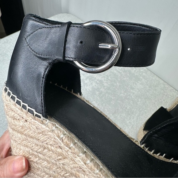 Marc Fisher ⭐️ Black Wedge Sandals Sz 10 - Picture 3 of 10